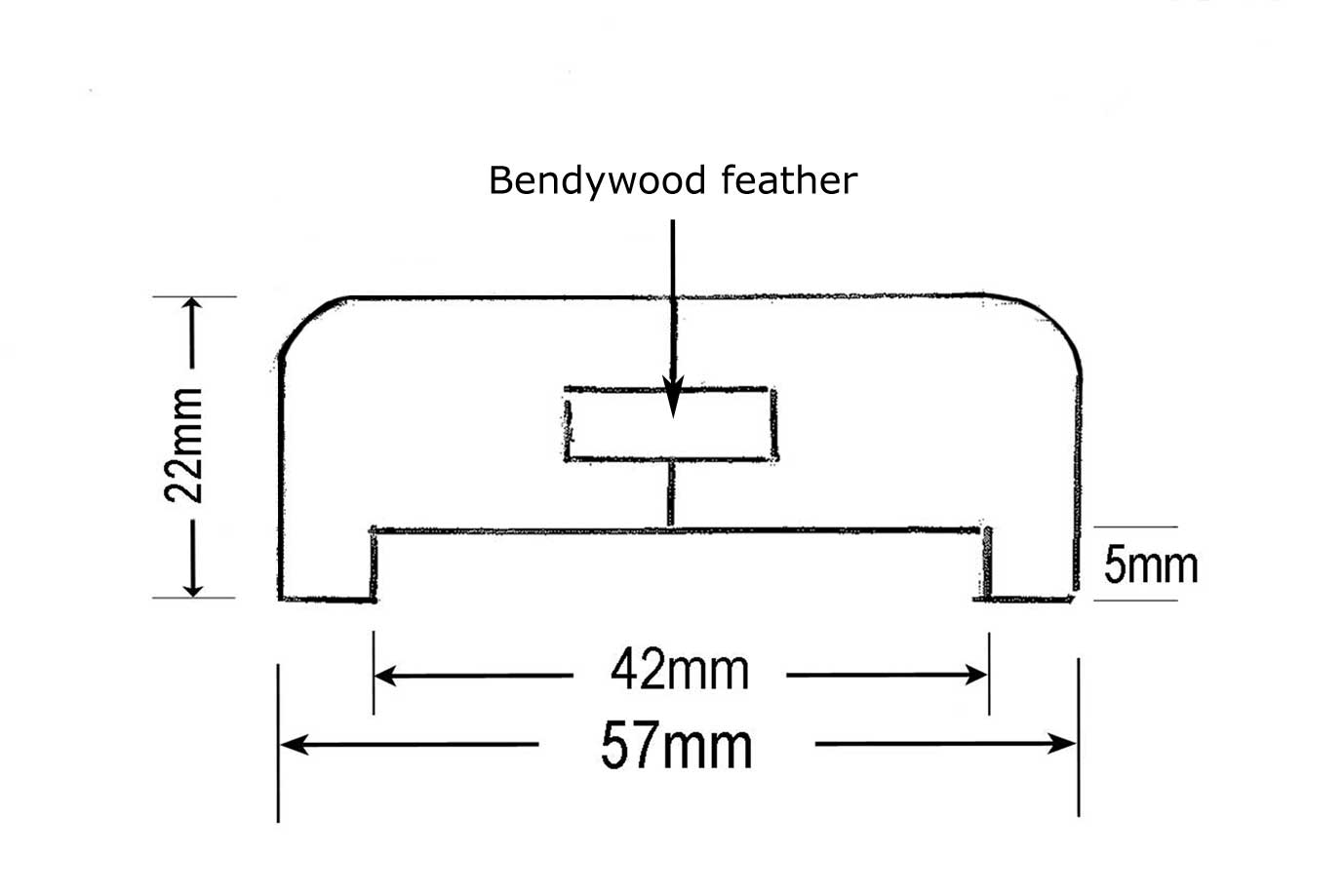 Handrail 57x22 mm in 2 halv